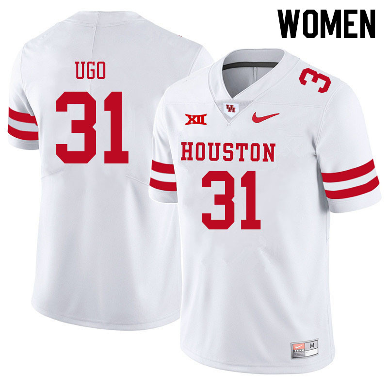 Women #31 Justice Ugo Houston Cougars College Big 12 Conference Football Jerseys Sale-White